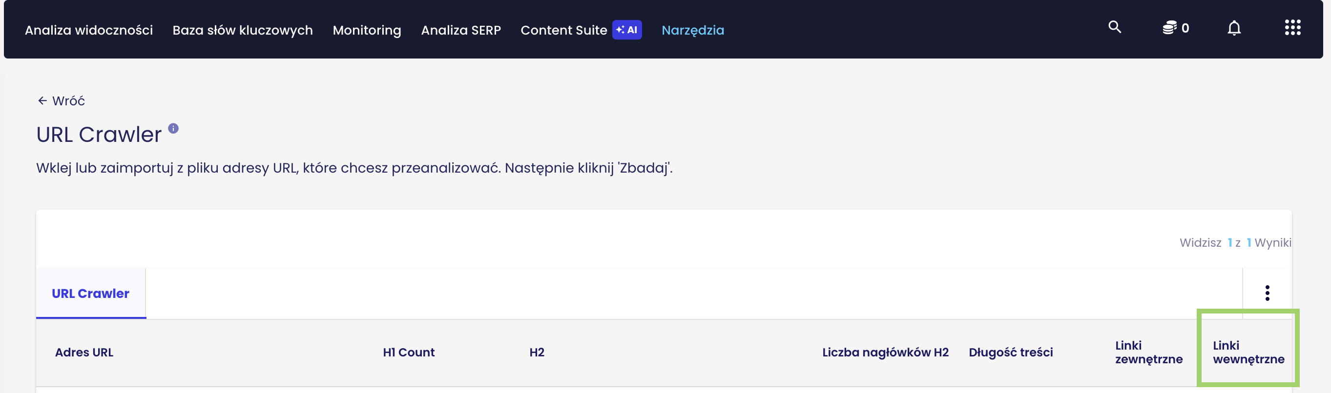 jak wykorzystać Senuto do linkowania wewnętrznego - crawler url