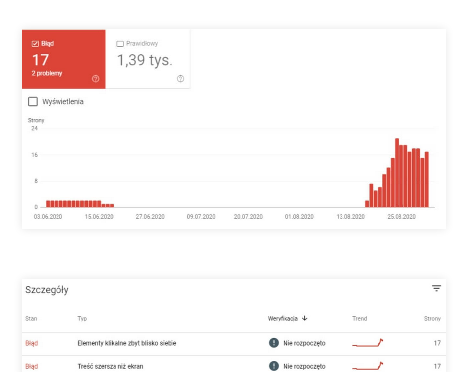 widok w google search console