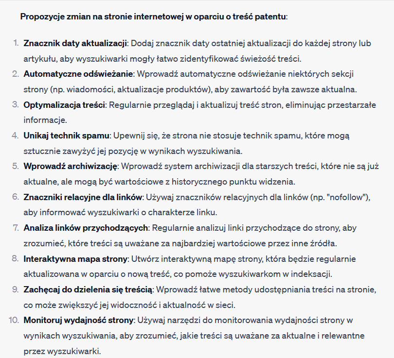 Odpowiedź ChatuGPT odnośnie patentu, cz.2