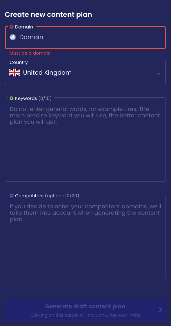 Low competition keyword strategy_Content Planner screen