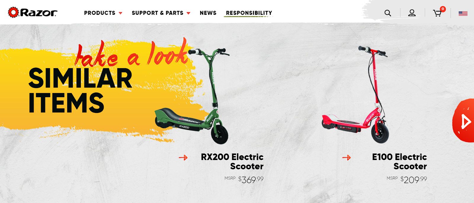 Screenshot of a similar products section on a product page